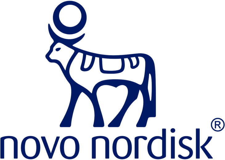 Novo Nordisk logo featuring glanzmann's thrombasthenia, on a white background.